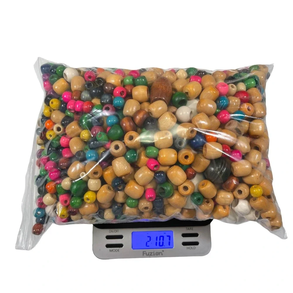 2lbs 10oz Multicolor Wood Beads Bulk Mixed Shapes DIY Jewelry Craft Boho